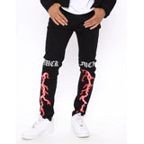 Men Black Washed Jeans 2021 New Fashion Personality Biker Slim Denim Pants Retro Trousers Skull Printed Design Street Jeans aidase-shop