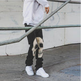 Men Black Washed Jeans 2021 New Fashion Personality Biker Slim Denim Pants Retro Trousers Skull Printed Design Street Jeans aidase-shop