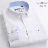 S- 6XL Oxford Shirts For Mens Long Sleeve Cotton Casual Dress Shirts Male Solid Plaid Chest Pocket Regular-Fit Man Social Shirt aidase-shop