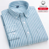S- 6XL Oxford Shirts For Mens Long Sleeve Cotton Casual Dress Shirts Male Solid Plaid Chest Pocket Regular-Fit Man Social Shirt aidase-shop