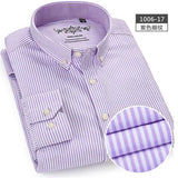S- 6XL Oxford Shirts For Mens Long Sleeve Cotton Casual Dress Shirts Male Solid Plaid Chest Pocket Regular-Fit Man Social Shirt aidase-shop