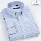 S- 6XL Oxford Shirts For Mens Long Sleeve Cotton Casual Dress Shirts Male Solid Plaid Chest Pocket Regular-Fit Man Social Shirt aidase-shop