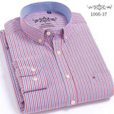 S- 6XL Oxford Shirts For Mens Long Sleeve Cotton Casual Dress Shirts Male Solid Plaid Chest Pocket Regular-Fit Man Social Shirt aidase-shop