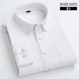 S- 6XL Oxford Shirts For Mens Long Sleeve Cotton Casual Dress Shirts Male Solid Plaid Chest Pocket Regular-Fit Man Social Shirt aidase-shop