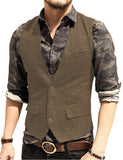 Aidase Army Green Mans Suit Vest Waistcoat V Neck Wool Herringbone Tweed Waistcoat Jacket Slim Fit Gilet Casual Groomman For Wedding aidase-shop