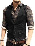 Aidase Army Green Mans Suit Vest Waistcoat V Neck Wool Herringbone Tweed Waistcoat Jacket Slim Fit Gilet Casual Groomman For Wedding aidase-shop
