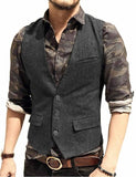 Aidase Army Green Mans Suit Vest Waistcoat V Neck Wool Herringbone Tweed Waistcoat Jacket Slim Fit Gilet Casual Groomman For Wedding aidase-shop