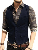 Aidase Army Green Mans Suit Vest Waistcoat V Neck Wool Herringbone Tweed Waistcoat Jacket Slim Fit Gilet Casual Groomman For Wedding aidase-shop