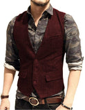 Aidase Army Green Mans Suit Vest Waistcoat V Neck Wool Herringbone Tweed Waistcoat Jacket Slim Fit Gilet Casual Groomman For Wedding aidase-shop