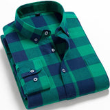Aidase Men's Fashion 100% Cotton Brushed Flannel Striped Shirts Single Pocket Long Sleeve Youthful Soft Casual Plaid Checkered Shirt aidase-shop