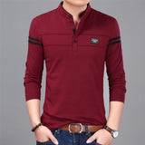 2021 New Men T Shirt Man Long Sleeve tshirt Men's Clothing Mandarin Collar T-Shirts Tops & Tees Male Tshirts aidase-shop