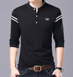 2021 New Men T Shirt Man Long Sleeve tshirt Men's Clothing Mandarin Collar T-Shirts Tops & Tees Male Tshirts aidase-shop