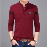 2021 New Men T Shirt Man Long Sleeve tshirt Men's Clothing Mandarin Collar T-Shirts Tops & Tees Male Tshirts aidase-shop