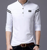 2021 New Men T Shirt Man Long Sleeve tshirt Men's Clothing Mandarin Collar T-Shirts Tops & Tees Male Tshirts aidase-shop