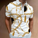Fashion Patchwork Men Short Sleeve Polo Shirts Casual Turn-down Collar Zipper Design Tops 2021 Summer Harajuku Men's Streetwear aidase-shop