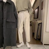 Aidase Korean Style Men's Straight Pants Loose Casual Pants Fashion Three-dimensional Cutting Trousers Mens White Suit Pants