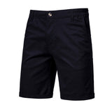 2021 New Summer 100% Cotton Solid Shorts Men High Quality Casual Business Social Elastic Waist Men Shorts 10 Colors Beach Shorts aidase-shop