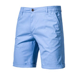 2021 New Summer 100% Cotton Solid Shorts Men High Quality Casual Business Social Elastic Waist Men Shorts 10 Colors Beach Shorts aidase-shop