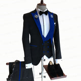2021 Formal Business Men Suit 3 Pieces Male Jacket Custom Fashion Groom Wedding Suit Tuxedo Red Velvet Lapel Blazer Vest Pants aidase-shop