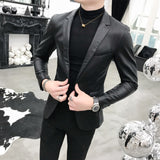 Aidase 2021 Brand clothing Men's spring slim Casual leather jacket/Male fashion High quality leather Blazers/Man leisure clothing 4XL aidase-shop