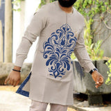 Aidase African Traditional Bazin Men Dress Long T Shirt With Long-sleeve Man Plus Size Slim Fit Floral Print Riche Dashiki Top Male aidase-shop