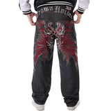 Aidase Mens Jeans Top Rushed Stripe Loose Hip Hop Jeans Men Printed Hiphop Demin Pants Tide Trousers Embroidered Flower Wings aidase-shop