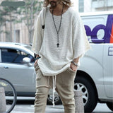 Aidase Autumn Men Long Sleeve O Neck Sweater Casual Knitted Loose Tops Harajuku Thin White Solid Mens Pullovers Pull Homme Streetwear aidase-shop