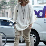 Aidase Autumn Men Long Sleeve O Neck Sweater Casual Knitted Loose Tops Harajuku Thin White Solid Mens Pullovers Pull Homme Streetwear aidase-shop