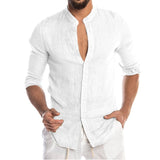 Aidase Men's Summer Long Sleeve Casual Linen Shirt Cotton Blouse aidase-shop