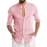 Aidase Men's Summer Long Sleeve Casual Linen Shirt Cotton Blouse aidase-shop