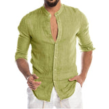 Aidase Men's Summer Long Sleeve Casual Linen Shirt Cotton Blouse aidase-shop