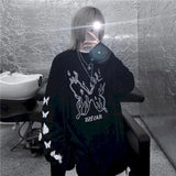 Aidase Autumn High Street Diablo Long-sleeved Men's Fake Two-piece T-shirt Male Students Korean Loose Clothes Trendy Men's Clothing aidase-shop