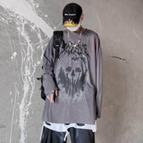 Aidase Autumn High Street Diablo Long-sleeved Men's Fake Two-piece T-shirt Male Students Korean Loose Clothes Trendy Men's Clothing aidase-shop