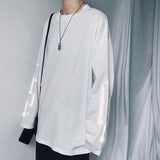Aidase Autumn High Street Diablo Long-sleeved Men's Fake Two-piece T-shirt Male Students Korean Loose Clothes Trendy Men's Clothing aidase-shop