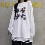 Aidase Autumn High Street Diablo Long-sleeved Men's Fake Two-piece T-shirt Male Students Korean Loose Clothes Trendy Men's Clothing aidase-shop
