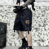 Hip Hop Summer Shorts Men 2021 Black Ribbons Streetwear Bermuda Man Shorts Multi-pocket Punk Casual Knee Length Short Pants Men aidase-shop