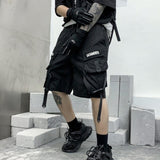 Hip Hop Summer Shorts Men 2021 Black Ribbons Streetwear Bermuda Man Shorts Multi-pocket Punk Casual Knee Length Short Pants Men aidase-shop