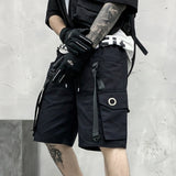 Hip Hop Summer Shorts Men 2021 Black Ribbons Streetwear Bermuda Man Shorts Multi-pocket Punk Casual Knee Length Short Pants Men aidase-shop