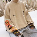 Aidase 2022 Autumn Cotton Hip Hop Men Sweater Pullover pull homme Van Gogh Painting Embroidery Knitted Sweater Vintage Mens Sweaters aidase-shop