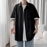 Men's Solid Color Shirts 2021 Summer Fashion Woman Short Sleeve Shirt Casual Oversize Tops Male Clothing aidase-shop