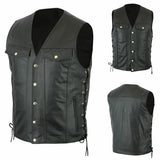 Aidase Mens Leather Vest Cowl Motorcycle Biker Leather Vest Club Vest Chopper Vest aidase-shop