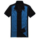 Men Shirt Short Sleeve Summer Rockabilly Bowling Cotton Casual Shirts Men Vintage Shirt Printed Splicing Camisa Masculina S-3XL aidase-shop