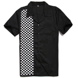 Men Shirt Short Sleeve Summer Rockabilly Bowling Cotton Casual Shirts Men Vintage Shirt Printed Splicing Camisa Masculina S-3XL aidase-shop