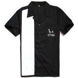Men Shirt Short Sleeve Summer Rockabilly Bowling Cotton Casual Shirts Men Vintage Shirt Printed Splicing Camisa Masculina S-3XL aidase-shop