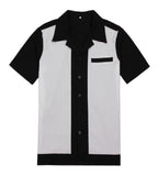 Men Shirt Short Sleeve Summer Rockabilly Bowling Cotton Casual Shirts Men Vintage Shirt Printed Splicing Camisa Masculina S-3XL aidase-shop