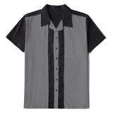 Men Shirt Short Sleeve Summer Rockabilly Bowling Cotton Casual Shirts Men Vintage Shirt Printed Splicing Camisa Masculina S-3XL aidase-shop