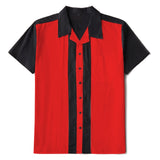 Men Shirt Short Sleeve Summer Rockabilly Bowling Cotton Casual Shirts Men Vintage Shirt Printed Splicing Camisa Masculina S-3XL aidase-shop