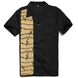Men Shirt Short Sleeve Summer Rockabilly Bowling Cotton Casual Shirts Men Vintage Shirt Printed Splicing Camisa Masculina S-3XL aidase-shop