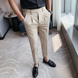 Aidase High Quality Men's Suit Pants British Business Dress Pants Casual Office Wedding Trousers Black Gray Streetwear Costume Homme aidase-shop