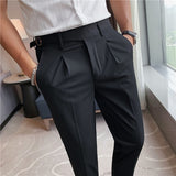 Aidase High Quality Men's Suit Pants British Business Dress Pants Casual Office Wedding Trousers Black Gray Streetwear Costume Homme aidase-shop